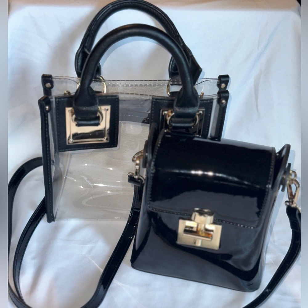 Black and Clear Women's Handbag Set
